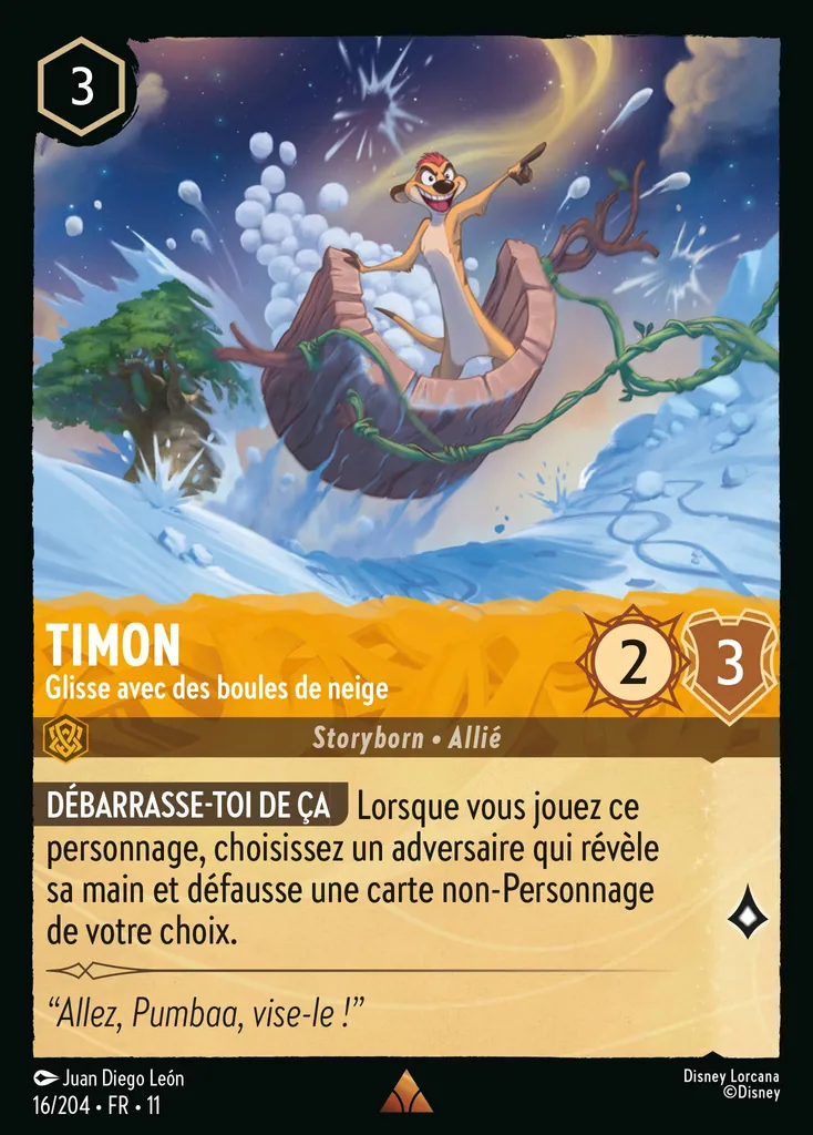 Timon - Glisse avec des boules de neige